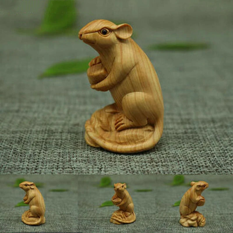 CQ061 - 12 Pcs 2" Hand Carved Boxwood Netsuke Home Decor - 12 Zodiac Animals