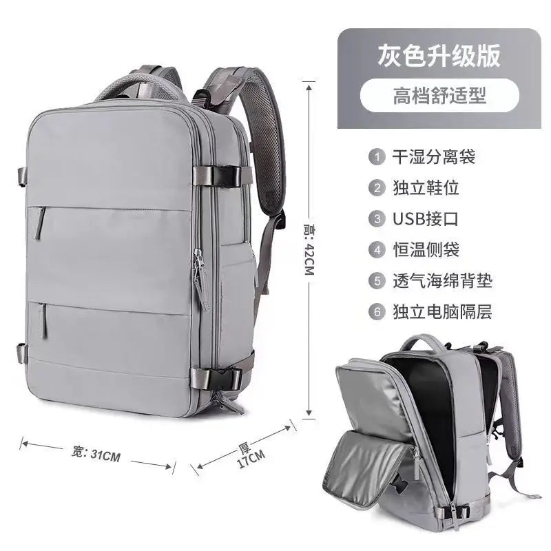 Cabin Backpack Carry-Ons, Aeroplane Travel Backpack, Laptop Backpack Multifunctional Wet and Dry Separation Bag for Men Women