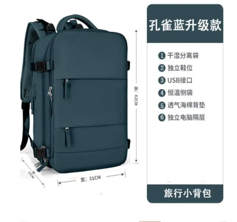 Cabin Backpack Carry-Ons, Aeroplane Travel Backpack, Laptop Backpack Multifunctional Wet and Dry Separation Bag for Men Women