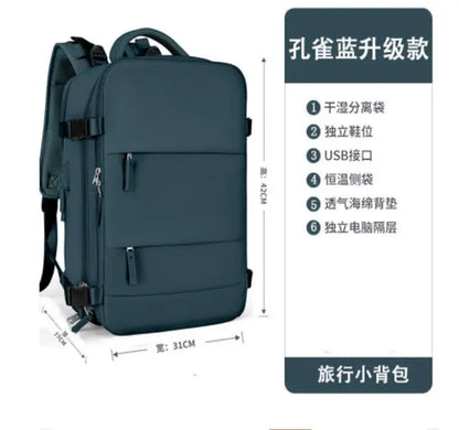 Cabin Backpack Carry-Ons, Aeroplane Travel Backpack, Laptop Backpack Multifunctional Wet and Dry Separation Bag for Men Women