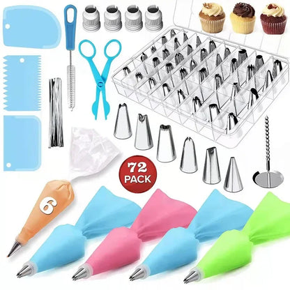 Cake Decorating Tools Kit Icing Tips Turntable Pastry Bags Couplers Cream Nozzle Baking Tools Set for Cupcakes Cookies
