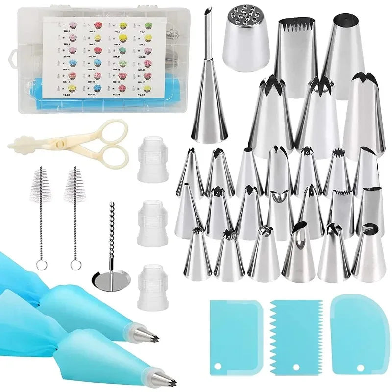 Cake Decorating Tools Kit Icing Tips Turntable Pastry Bags Couplers Cream Nozzle Baking Tools Set for Cupcakes Cookies