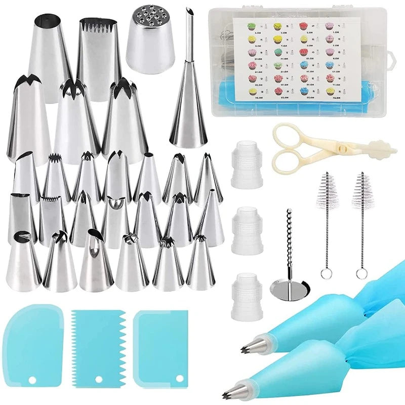 Cake Decorating Tools Kit Icing Tips Turntable Pastry Bags Couplers Cream Nozzle Baking Tools Set for Cupcakes Cookies