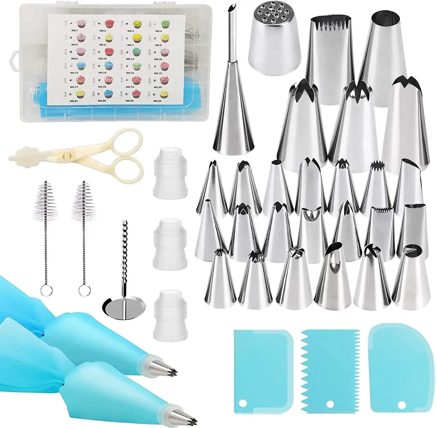Cake Decorating Tools Kit Icing Tips Turntable Pastry Bags Couplers Cream Nozzle Baking Tools Set for Cupcakes Cookies