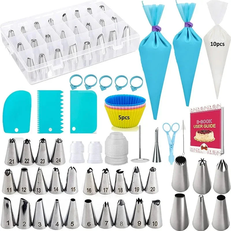 Cake Decorating Tools Kit Icing Tips Turntable Pastry Bags Couplers Cream Nozzle Baking Tools Set for Cupcakes Cookies