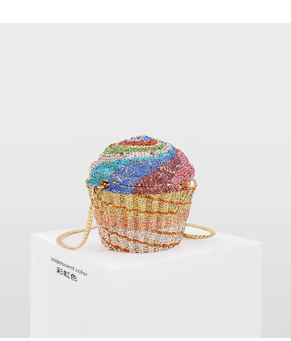 Cake Shape Multi Color Crystal Diamond Women Evening Clutch Bag Bridal Mini Female Cocktail Handbag And Purse Wedding Clutches