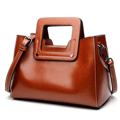 Cambridge Bag New European and American Fashion Ladies Portable Shoulder Oil Wax Genuine Leather Bag for Women Designer Luxury