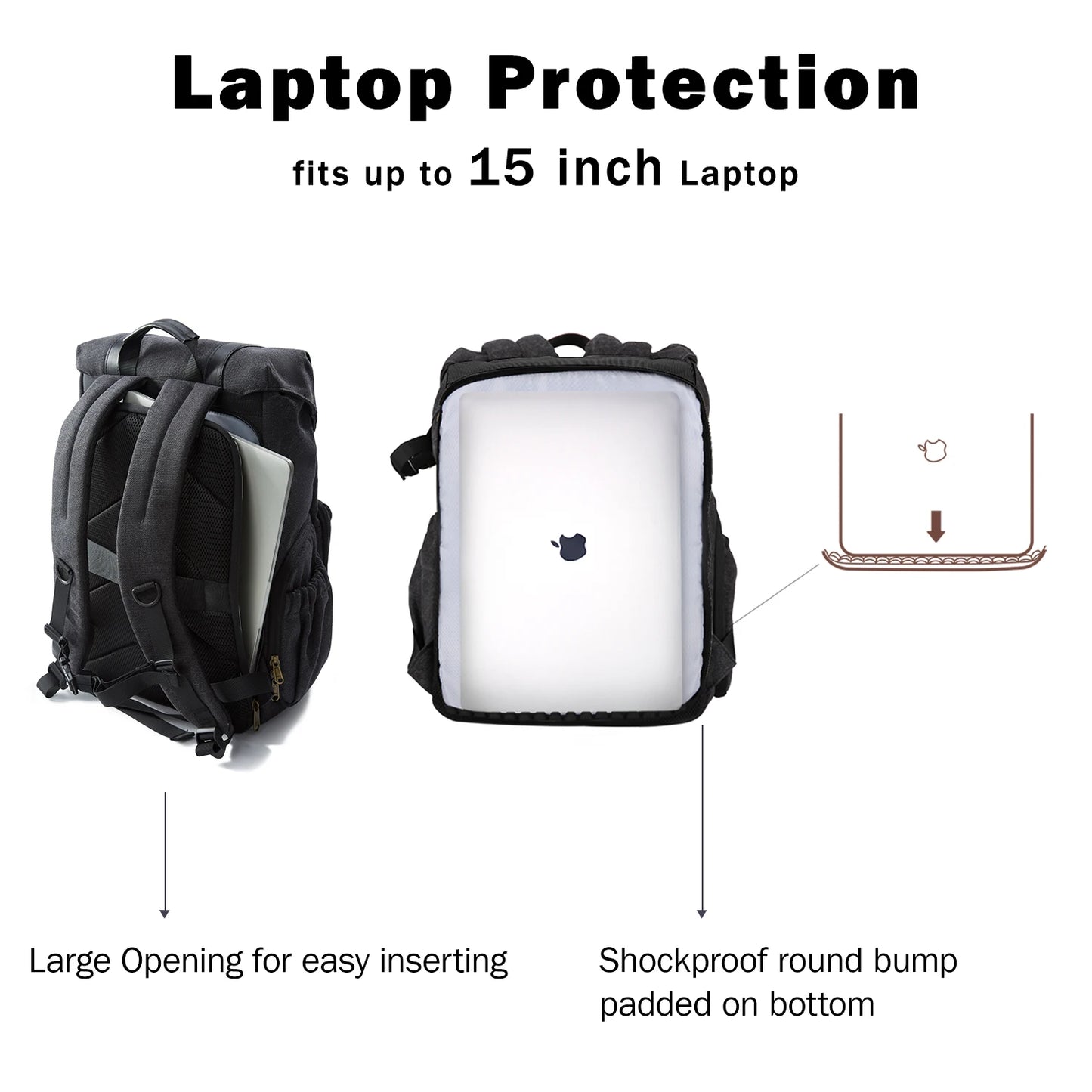Camera Backpack for Photographers DSLR SLR Camera Backpacks BAGSMART Waterproof Backpack Fit up to 15" Laptop with Tripod Holder