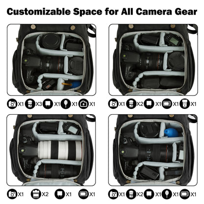 Camera Backpack for Photographers DSLR SLR Camera Backpacks BAGSMART Waterproof Backpack Fit up to 15" Laptop with Tripod Holder