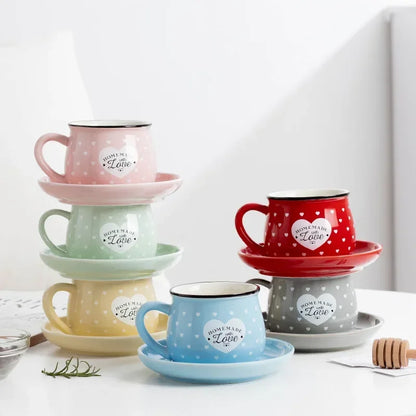Candy Color Ceramic Mug Cups And Dishes Family Tea Set Coffee Milk Cup Gift Ceramic Gift
