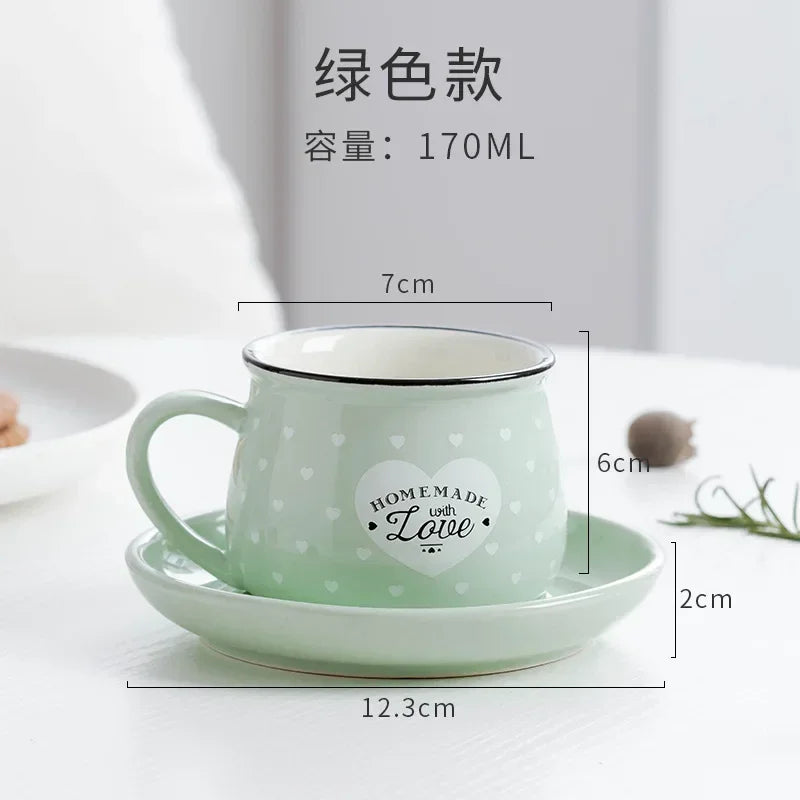 Candy Color Ceramic Mug Cups And Dishes Family Tea Set Coffee Milk Cup Gift Ceramic Gift