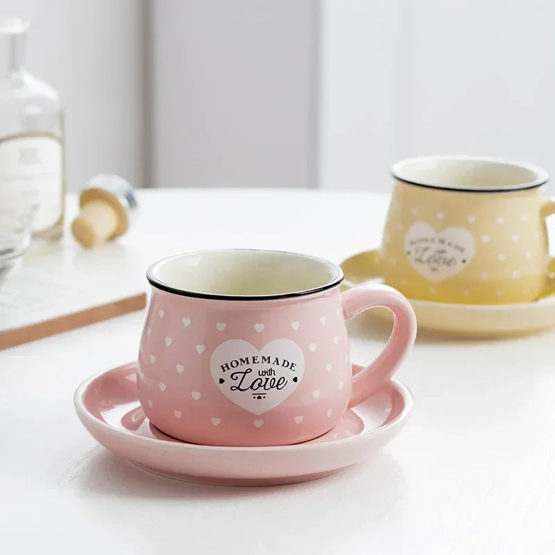 Candy Color Ceramic Mug Cups And Dishes Family Tea Set Coffee Milk Cup Gift Ceramic Gift
