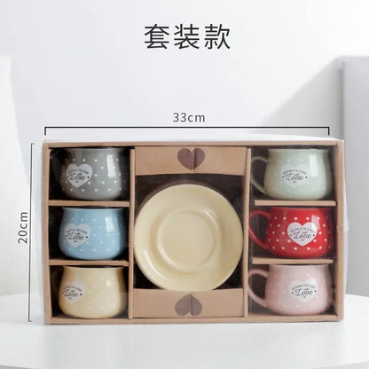 Candy Color Ceramic Mug Cups And Dishes Family Tea Set Coffee Milk Cup Gift Ceramic Gift