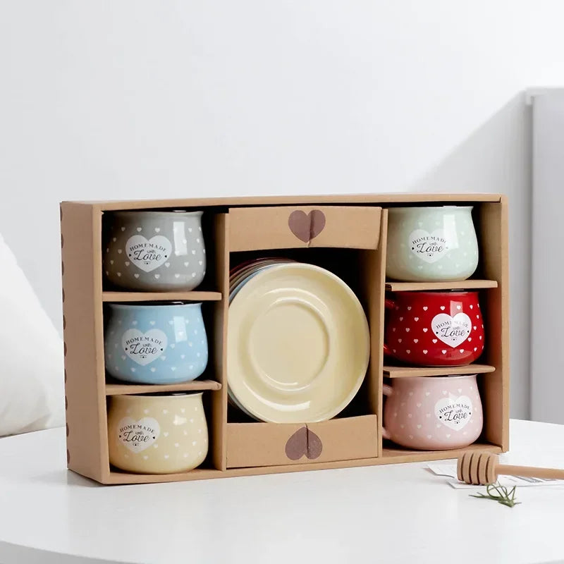 Candy Color Ceramic Mug Cups And Dishes Family Tea Set Coffee Milk Cup Gift Ceramic Gift