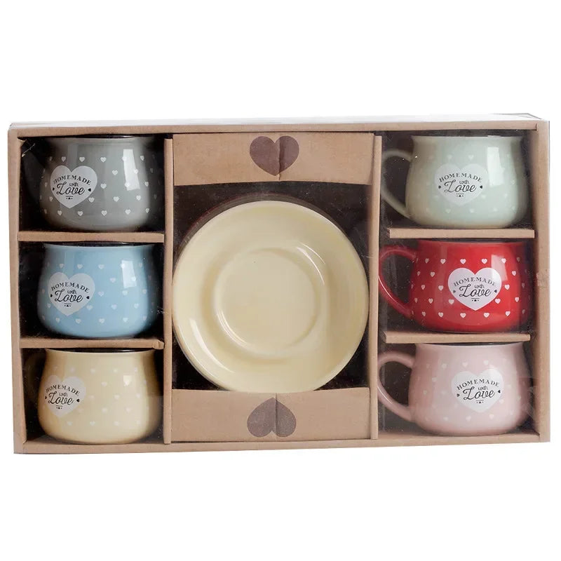 Candy Color Ceramic Mug Cups And Dishes Family Tea Set Coffee Milk Cup Gift Ceramic Gift