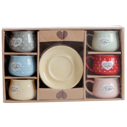 Candy Color Ceramic Mug Cups And Dishes Family Tea Set Coffee Milk Cup Gift Ceramic Gift