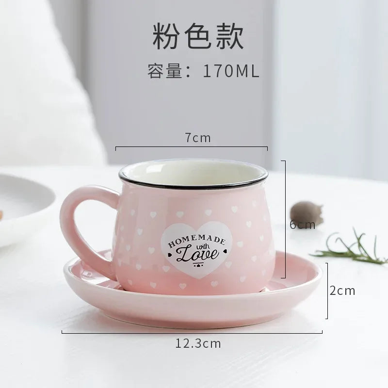 Candy Color Ceramic Mug Cups And Dishes Family Tea Set Coffee Milk Cup Gift Ceramic Gift