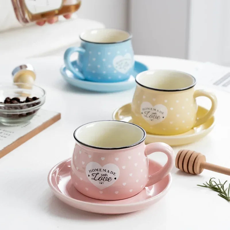 Candy Color Ceramic Mug Cups And Dishes Family Tea Set Coffee Milk Cup Gift Ceramic Gift