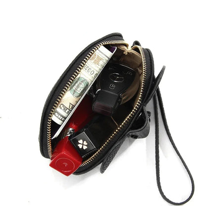 Candy Color Coin Purse Genuine Leather Women Shell Wallet with Keychain Zipper Ladies Clutch Coins Change Bag Elephant Pattern