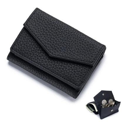 Candy Color Small Compact Cow Leather Womens Wallets Fashion Trifold Credit Card Holder for Women Short Wallet with Coin Pocket