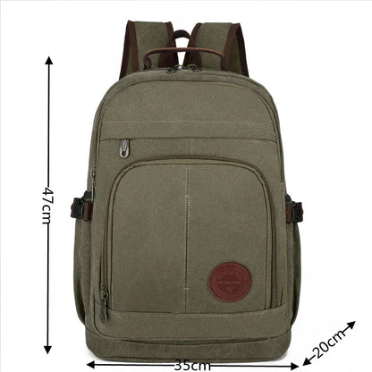 Canvas Backpack Mens Large Capacity Shoulder Bag Vintage Schoolbag Backpack 15 Laptop Daypacks Travel Bookbag