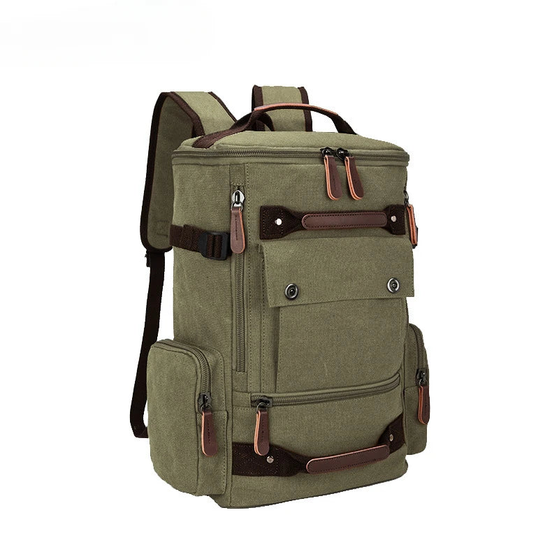 Canvas Backpack Outdoor Hiking Travel Men's Vintage Backpack Large Capacity Portable Layered Multifunction Laptop Bag