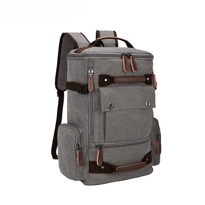 Canvas Backpack Outdoor Hiking Travel Men's Vintage Backpack Large Capacity Portable Layered Multifunction Laptop Bag