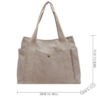 Canvas Bag High Quality Reusable Shopping Shoulder Bag Women Simple Casual Daily Use Handbag Totes Female Portable Folding Purse