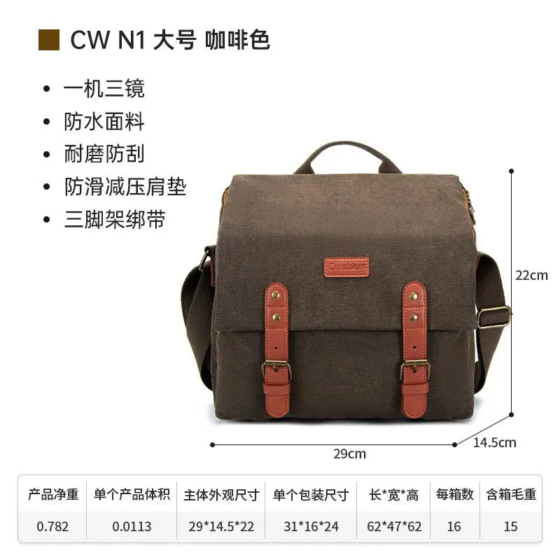 Canvas Camera Bag Waterproof Anti Theft Vintage Photography Shoulder Cases For Camera Pouch Travel Photography Portable Bag