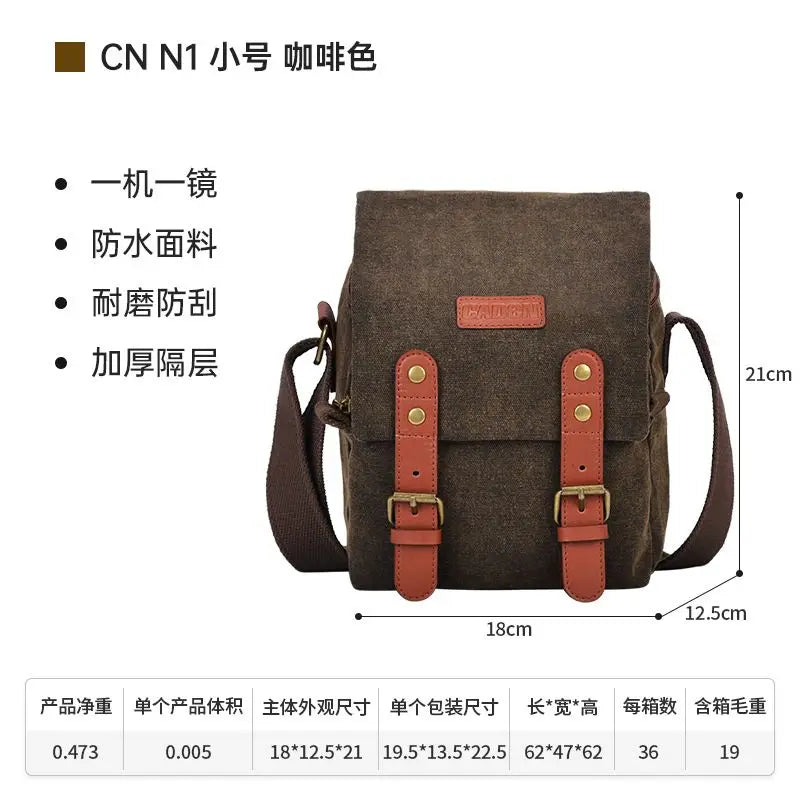 Canvas Camera Bag Waterproof Anti Theft Vintage Photography Shoulder Cases For Camera Pouch Travel Photography Portable Bag