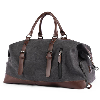 Canvas Leather Men Large Capacity Travel Bag Luggage Travel Duffle Bags Canvas Weekend Shoulder Bags Multifunction Vintage