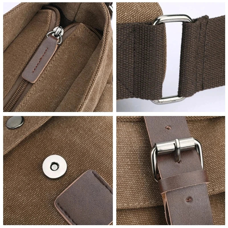 Canvas Men Business Messenger Bags for Men Shoulder Bag Vintage Canvas Crossbody Pack Retro Casual Office Travel Bag