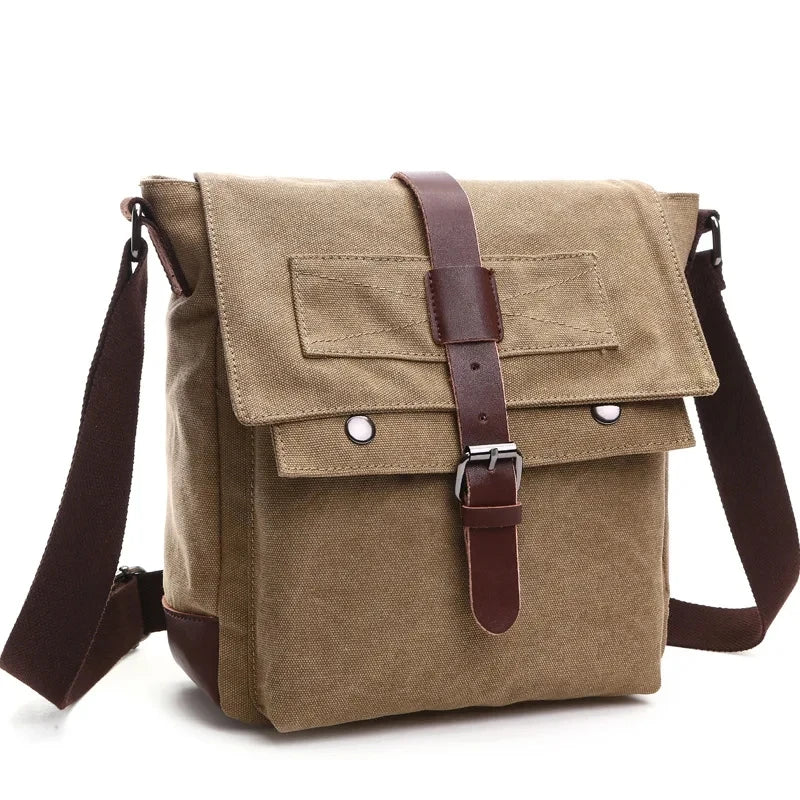 Canvas Men Business Messenger Bags for Men Shoulder Bag Vintage Canvas Crossbody Pack Retro Casual Office Travel Bag