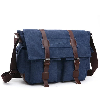 Canvas Men Business Messenger Bags for Men Shoulder Bag Vintage Canvas Crossbody Pack Retro Casual Office Travel Bag