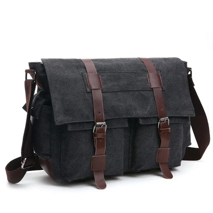 Canvas Men Business Messenger Bags for Men Shoulder Bag Vintage Canvas Crossbody Pack Retro Casual Office Travel Bag