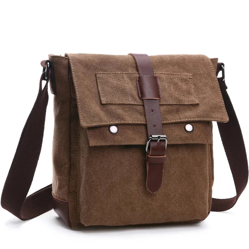 Canvas Men Business Messenger Bags for Men Shoulder Bag Vintage Canvas Crossbody Pack Retro Casual Office Travel Bag