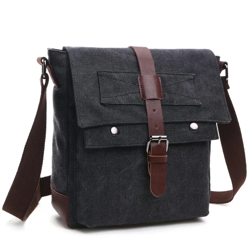 Canvas Men Business Messenger Bags for Men Shoulder Bag Vintage Canvas Crossbody Pack Retro Casual Office Travel Bag
