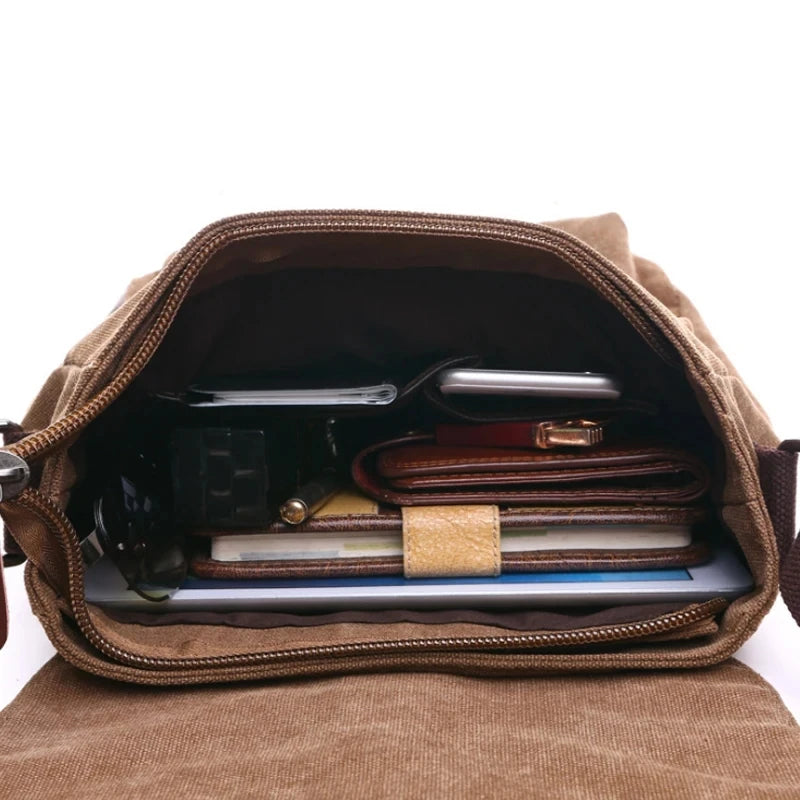 Canvas Men Business Messenger Bags for Men Shoulder Bag Vintage Canvas Crossbody Pack Retro Casual Office Travel Bag