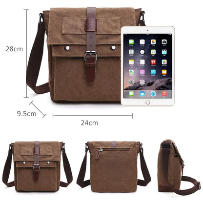 Canvas Men Business Messenger Bags for Men Shoulder Bag Vintage Canvas Crossbody Pack Retro Casual Office Travel Bag