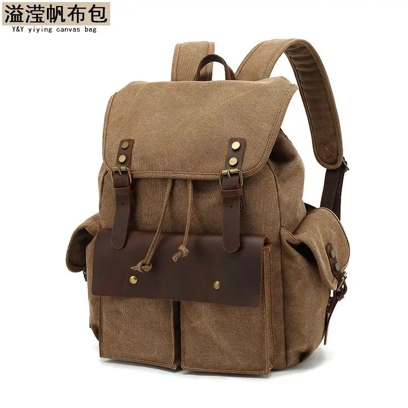 Canvas Retro Men's Backpack Large Capacity 20-35L Anti-Theft Bag Wear-Resistant Back for School Teenagers
