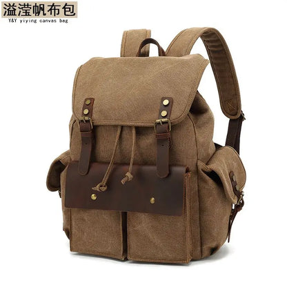 Canvas Retro Men's Backpack Large Capacity 20-35L Anti-Theft Bag Wear-Resistant Back for School Teenagers