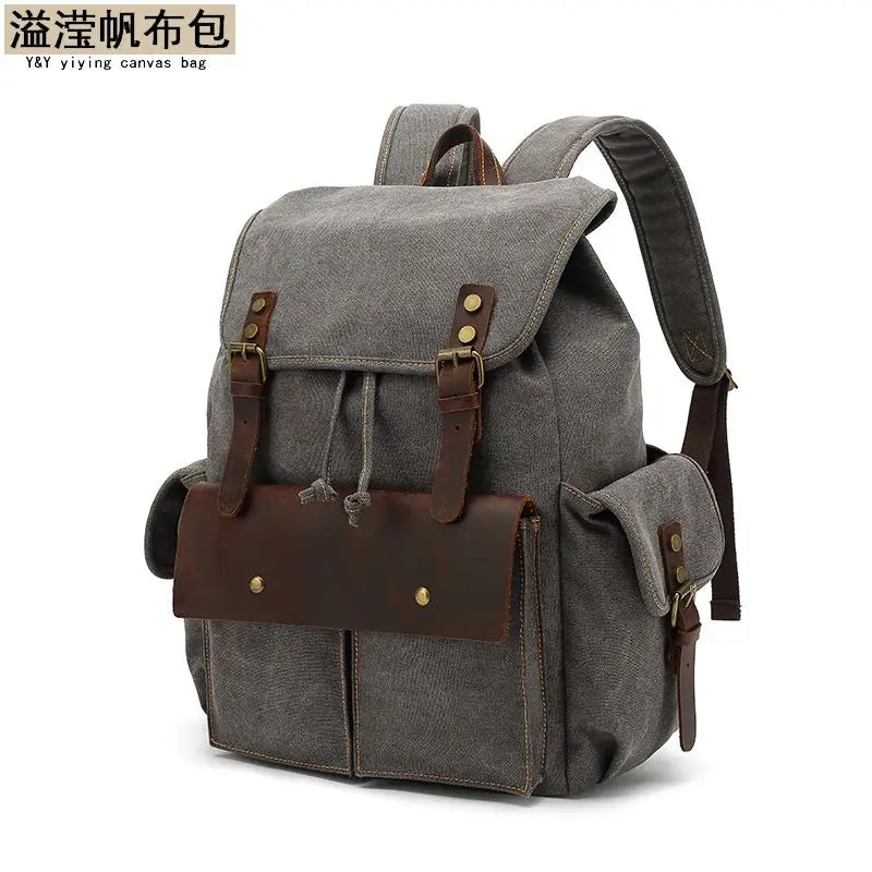 Canvas Retro Men's Backpack Large Capacity 20-35L Anti-Theft Bag Wear-Resistant Back for School Teenagers