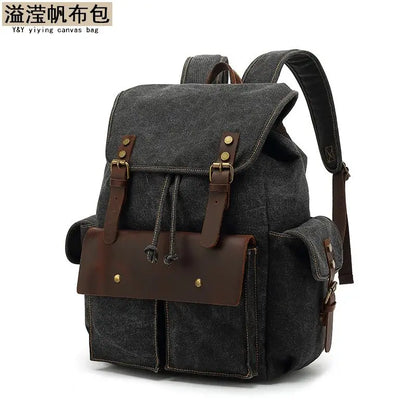 Canvas Retro Men's Backpack Large Capacity 20-35L Anti-Theft Bag Wear-Resistant Back for School Teenagers