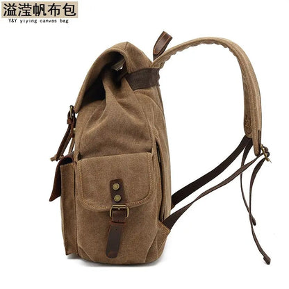 Canvas Retro Men's Backpack Large Capacity 20-35L Anti-Theft Bag Wear-Resistant Back for School Teenagers