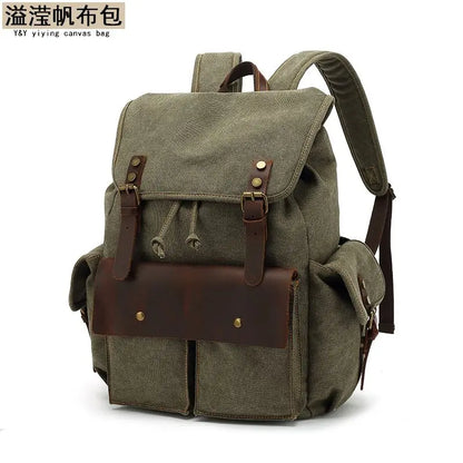 Canvas Retro Men's Backpack Large Capacity 20-35L Anti-Theft Bag Wear-Resistant Back for School Teenagers