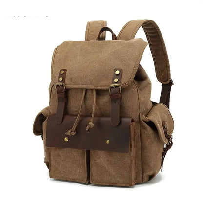 Canvas Retro Men's Backpack Large Capacity 20-35L Anti-Theft Bag Wear-Resistant Back for School Teenagers