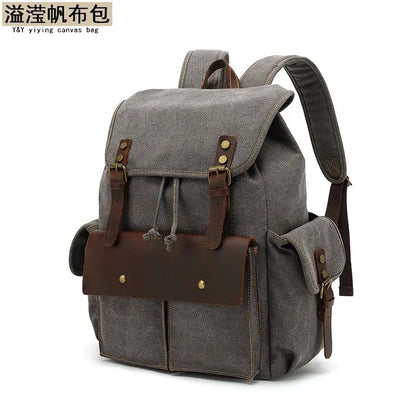 Canvas Retro Men's Backpack Large Capacity 20-35L Anti-Theft Bag Wear-Resistant Back for School Teenagers