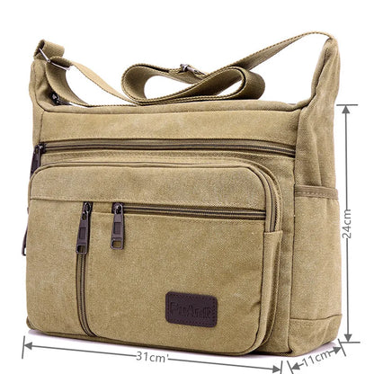 Canvas Shoulder Bag Bottle Men Handbag Casual Simple Fashion Retro Crossbody Bag Cross Square Multi Layered Top-handle Bag Tote