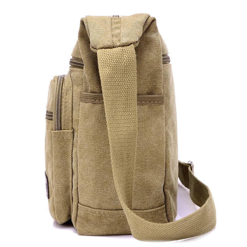 Canvas Shoulder Bag Bottle Men Handbag Casual Simple Fashion Retro Crossbody Bag Cross Square Multi Layered Top-handle Bag Tote