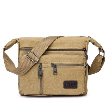 Canvas Shoulder Bag Bottle Men Handbag Casual Simple Fashion Retro Crossbody Bag Cross Square Multi Layered Top-handle Bag Tote